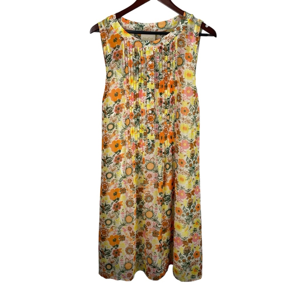 ModCloth | Yellow Orange Floral Chiffon Sleeveless Dress New